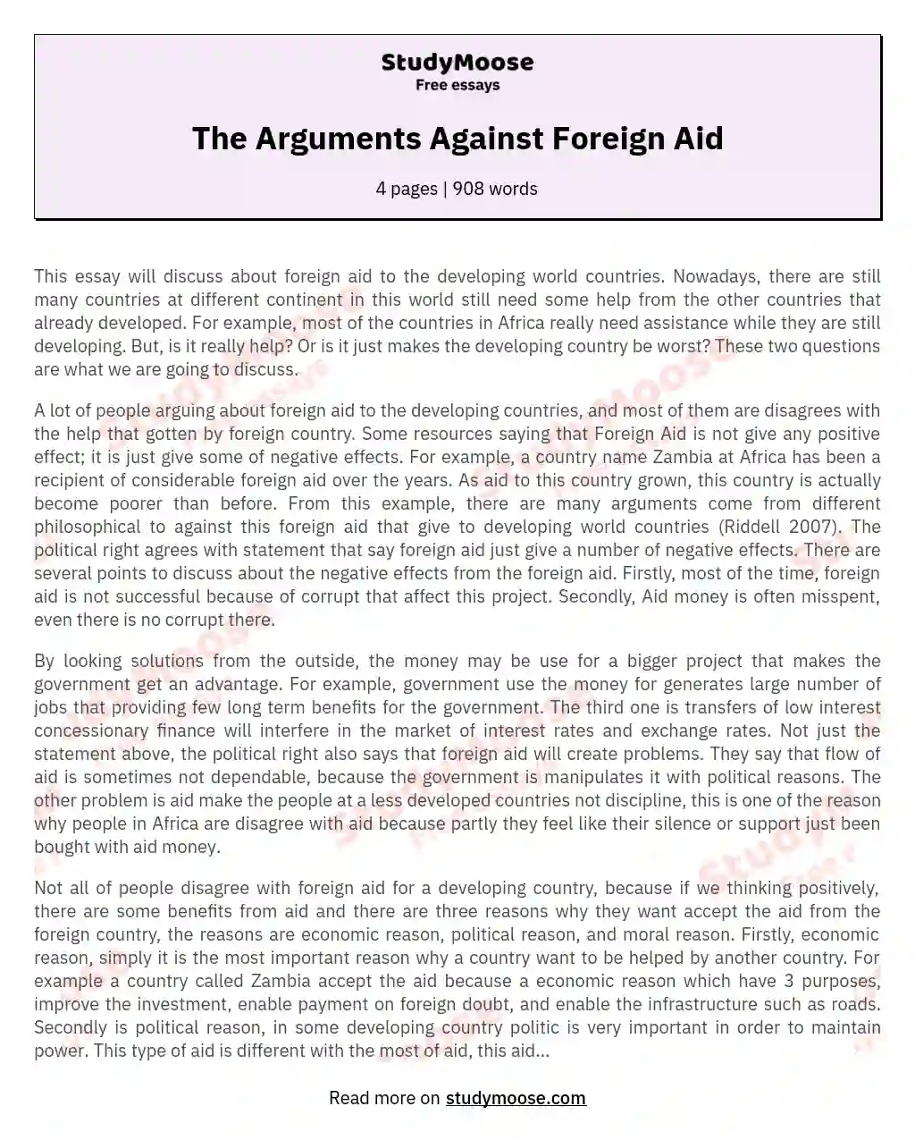 The Arguments Against Foreign Aid