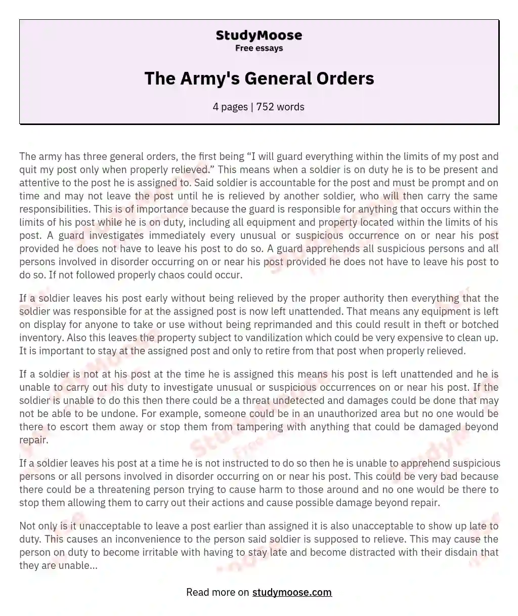 The Army's General Orders