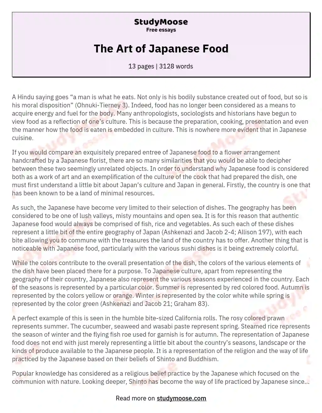 The Art of Japanese Food essay