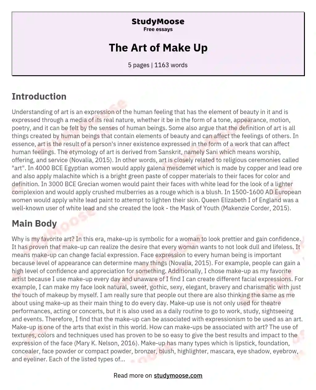 The Art of Make Up essay