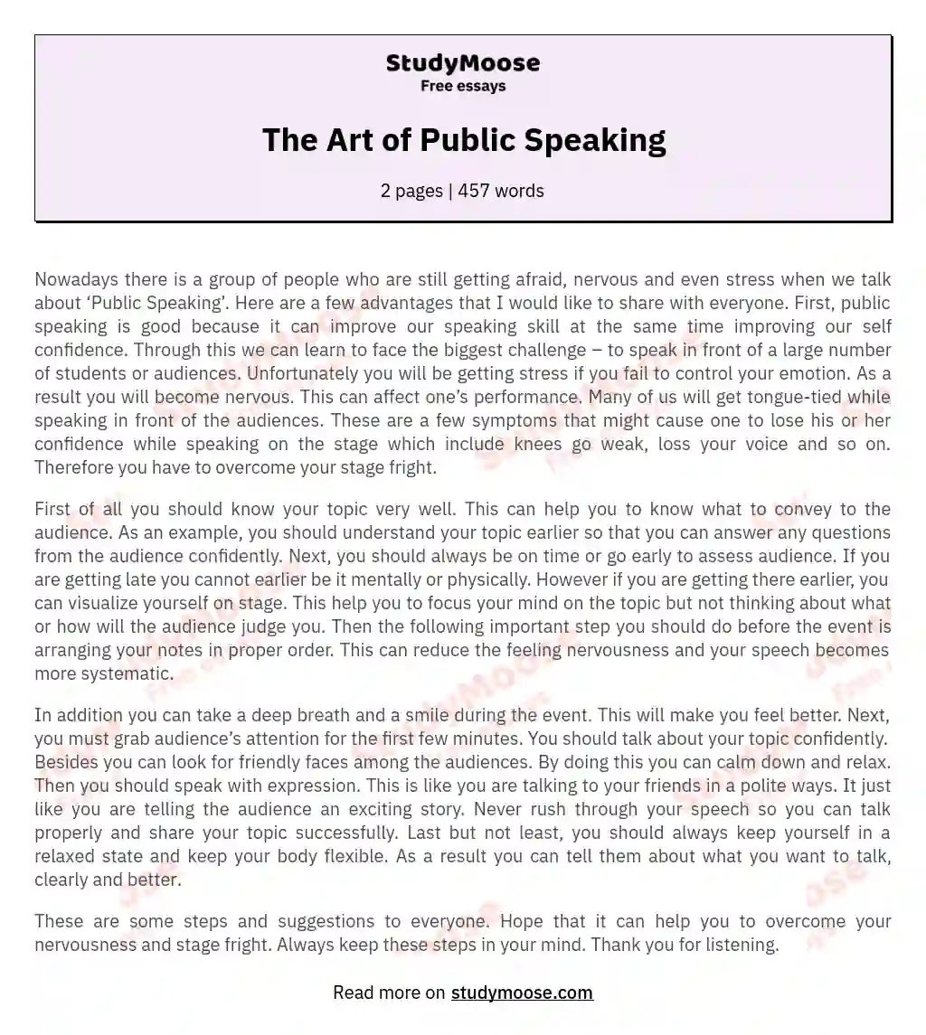art of public speaking essay