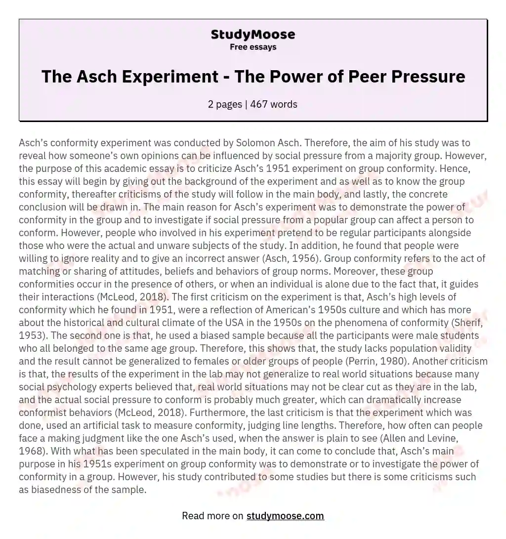 The Asch Experiment - The Power of Peer Pressure