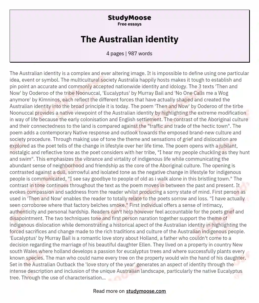 The Australian identity essay