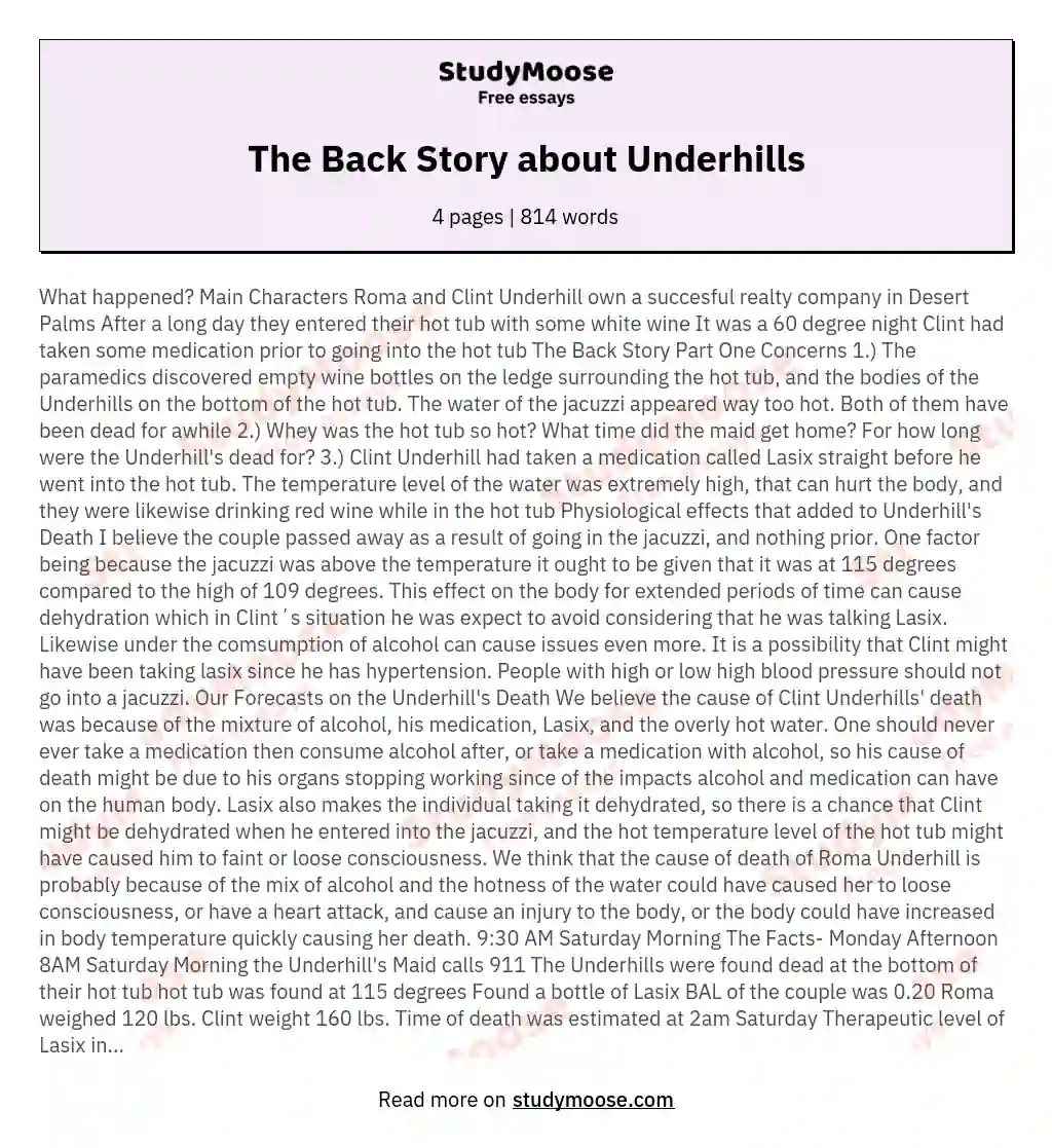 The Back Story about Underhills