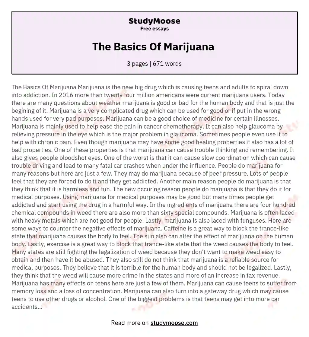The Basics Of Marijuana  essay