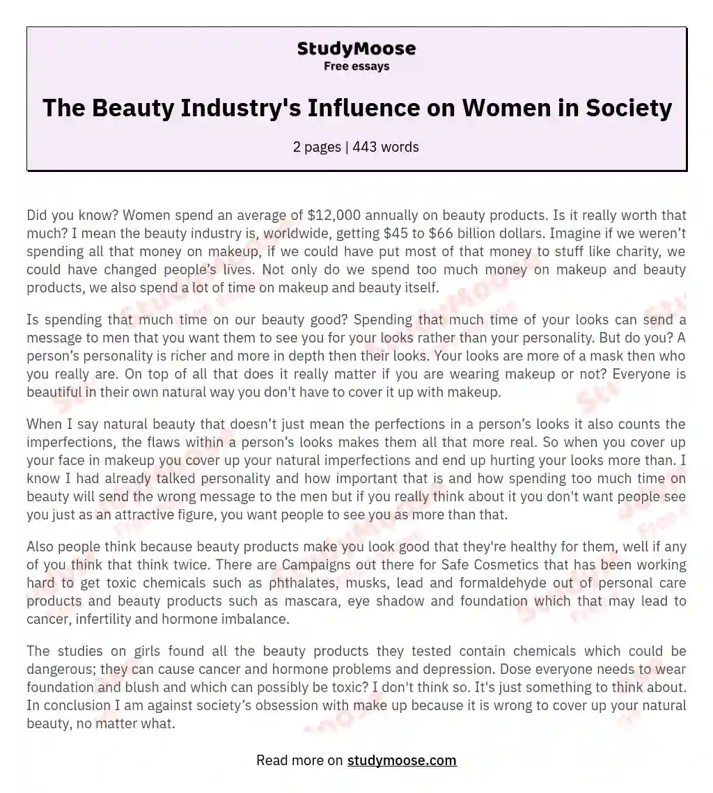 The Beauty Industry's Influence on Women in Society