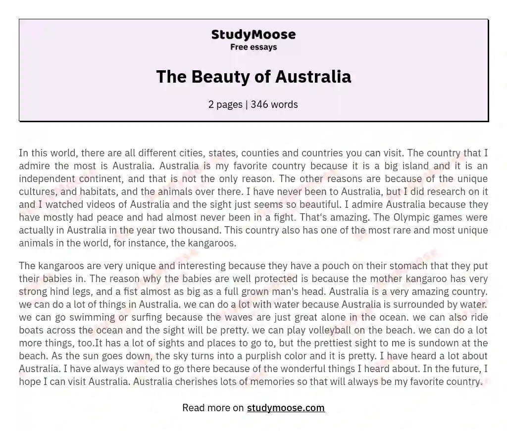 The Beauty of Australia essay