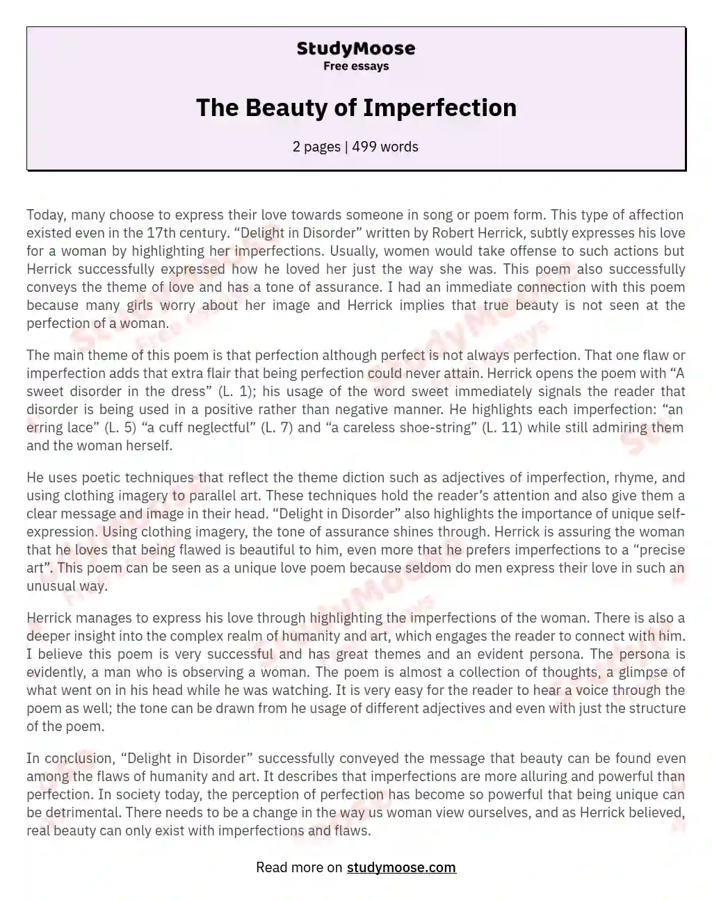 The Beauty of Imperfection essay