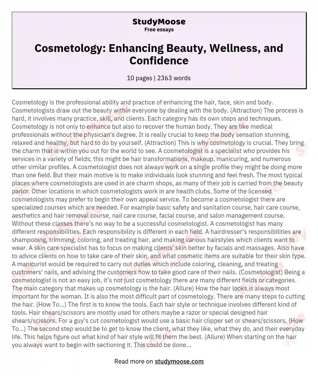 history of cosmetology essay