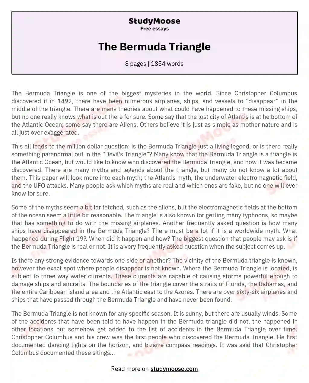 The Bermuda Triangle essay
