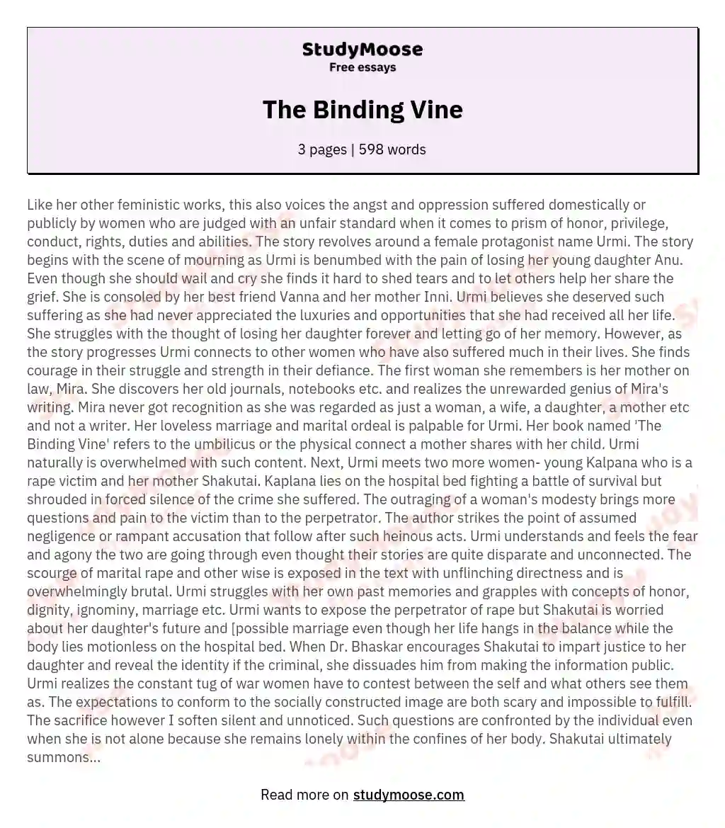 The Binding Vine essay