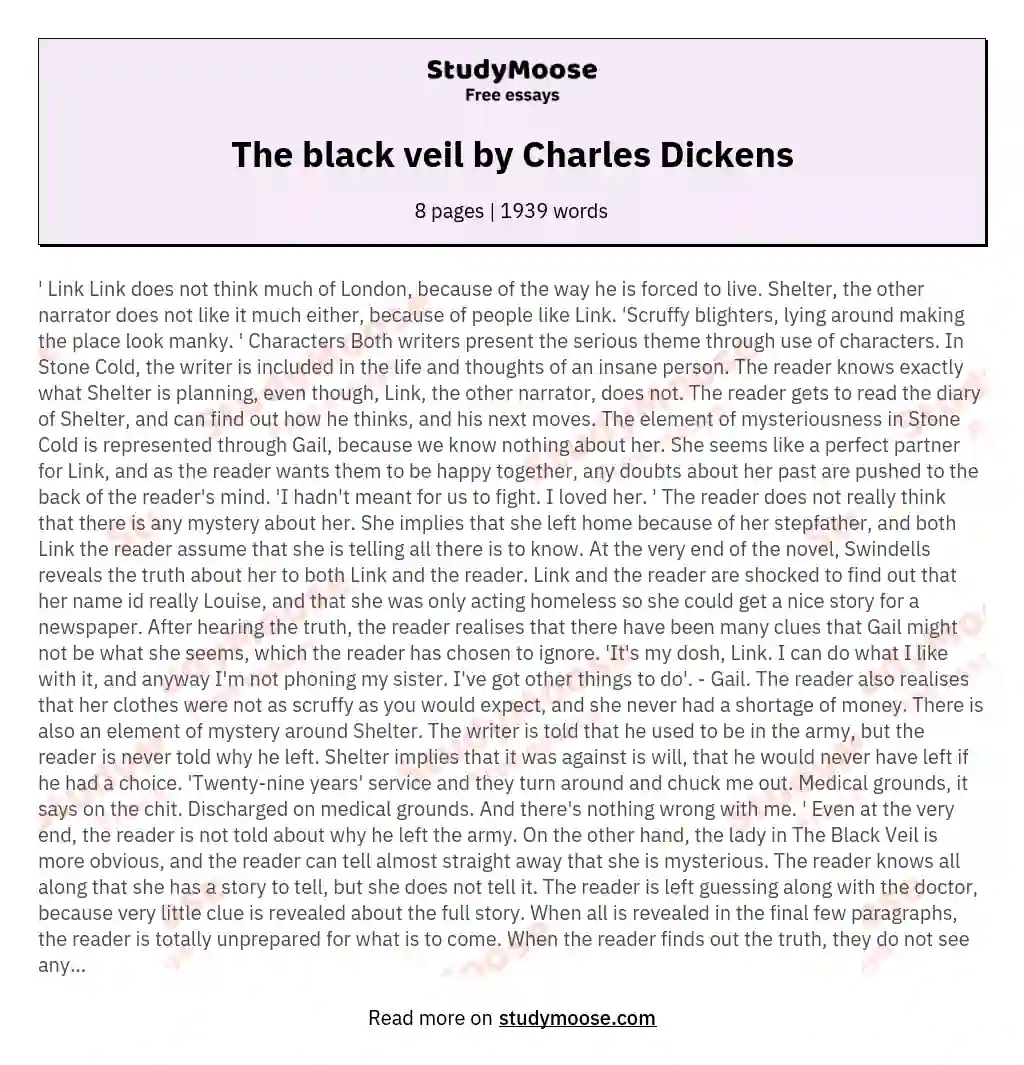 The black veil by Charles Dickens essay