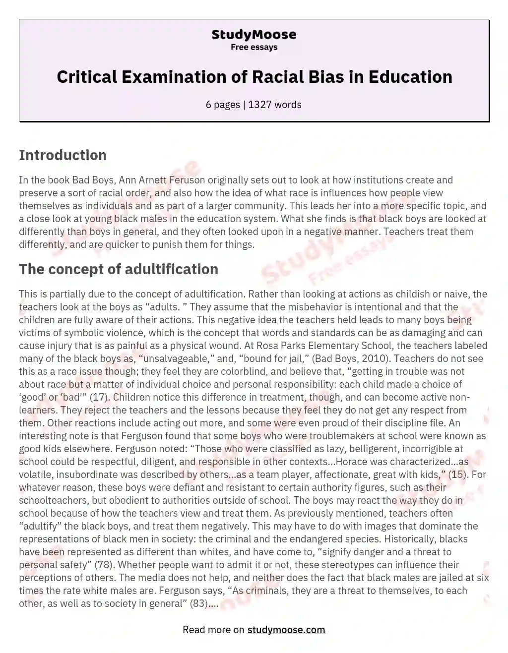 Critical Examination of Racial Bias in Education essay