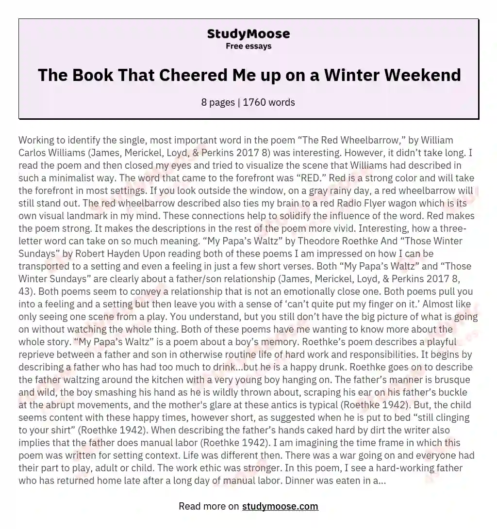The Book That Cheered Me up on a Winter Weekend essay