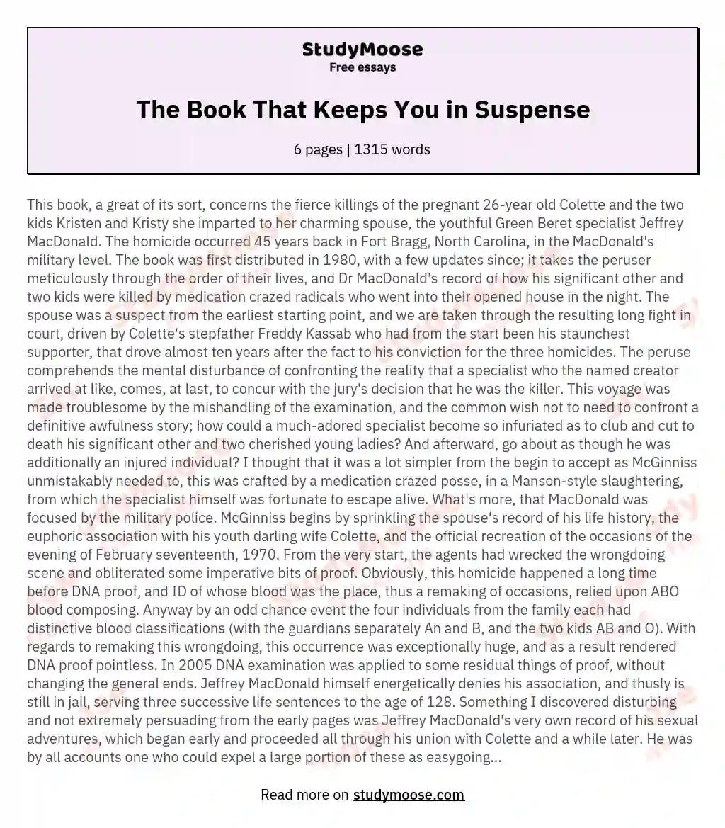 The Book That Keeps You in Suspense essay