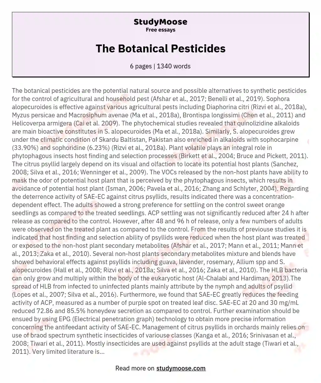 The Botanical Pesticides essay