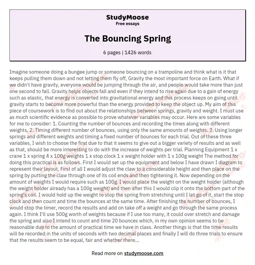 The Bouncing Spring essay