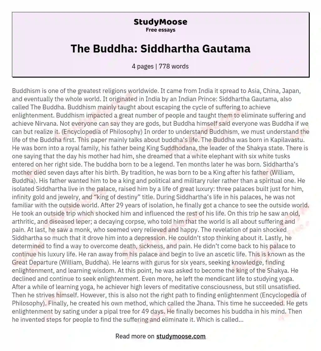 short essay on buddha