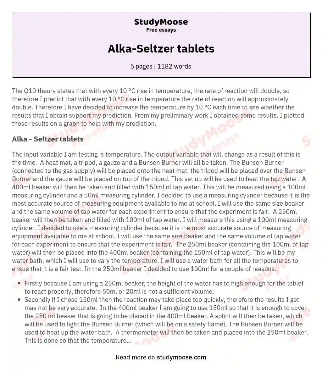 Alka-Seltzer tablets essay