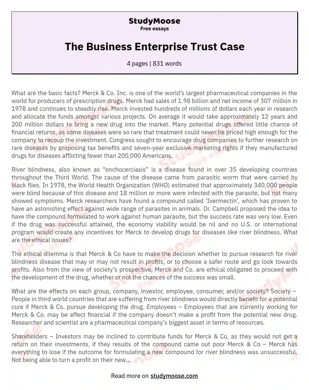 The Business Enterprise Trust Case