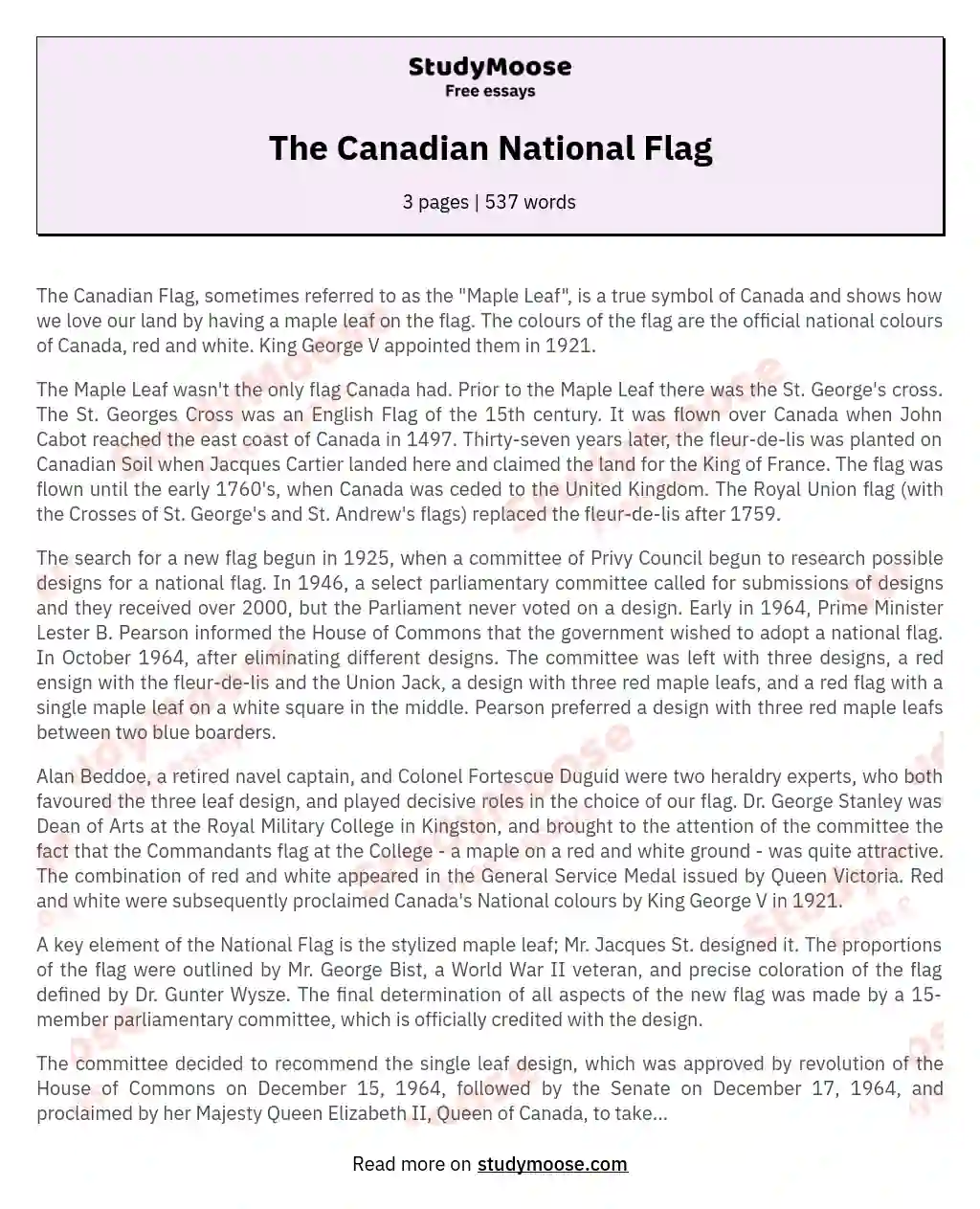 The Canadian National Flag essay