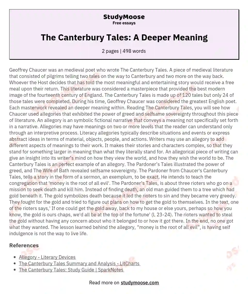 The Canterbury Tales: A Deeper Meaning