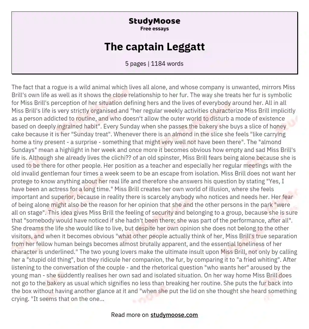 The captain Leggatt essay