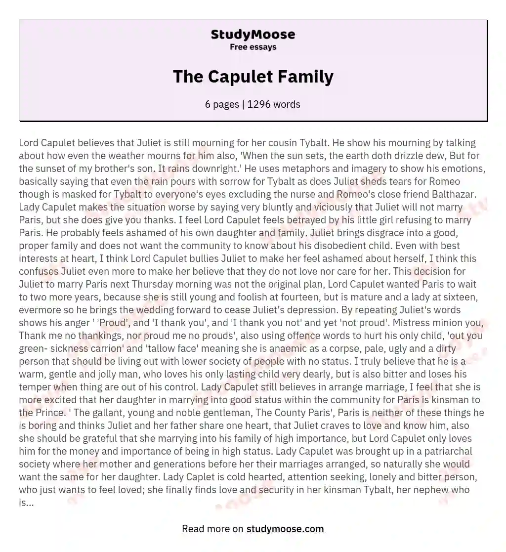 The Capulet Family essay