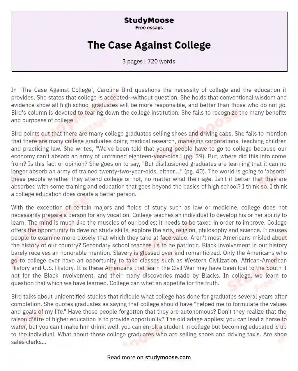 The Case Against College