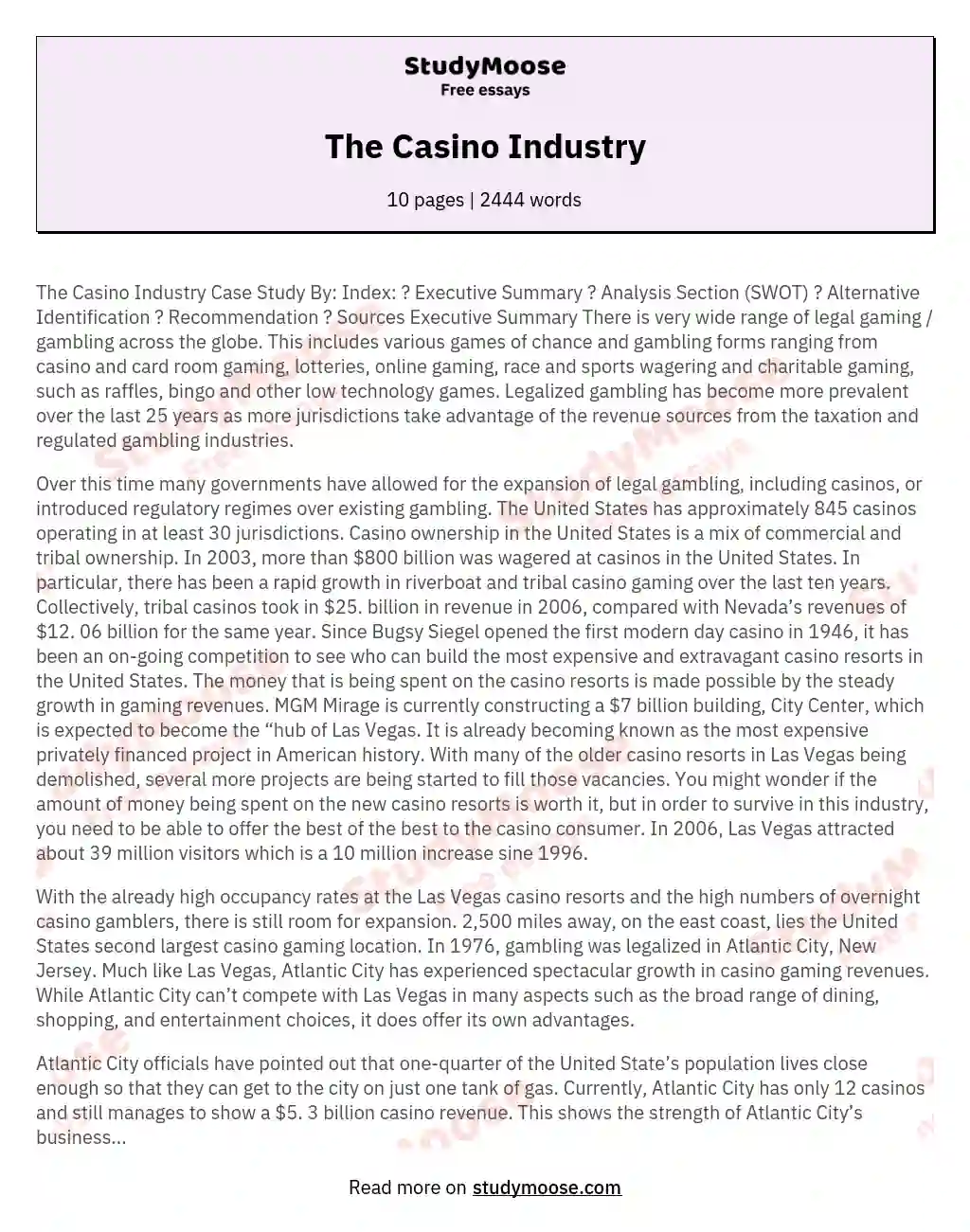 The Casino Industry