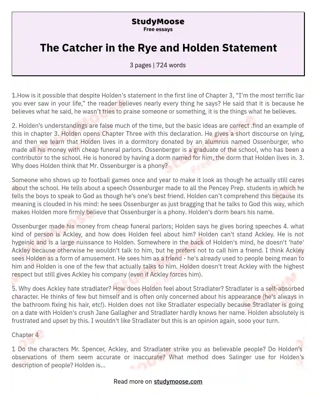 catcher in the rye essay