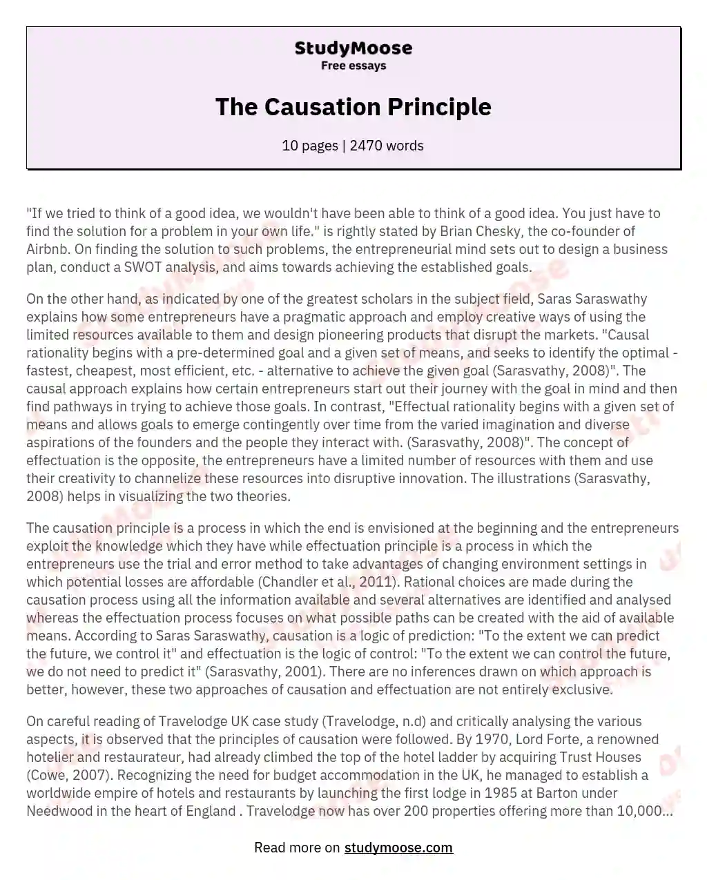 The Causation Principle essay