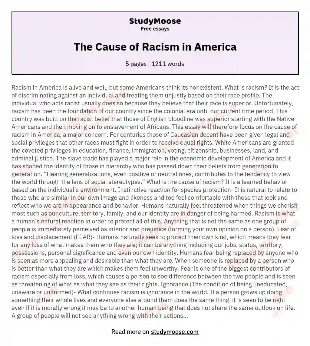 cause of racism essay