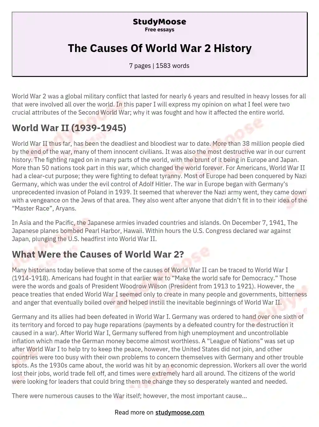 essay on the causes of world war 1