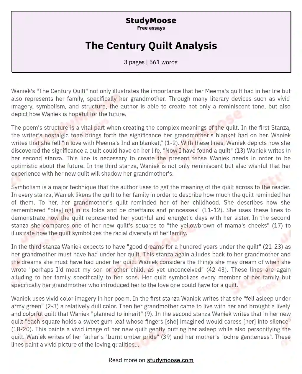 "The Century Quilt: A Tapestry of Family, Memory, and Hope" essay