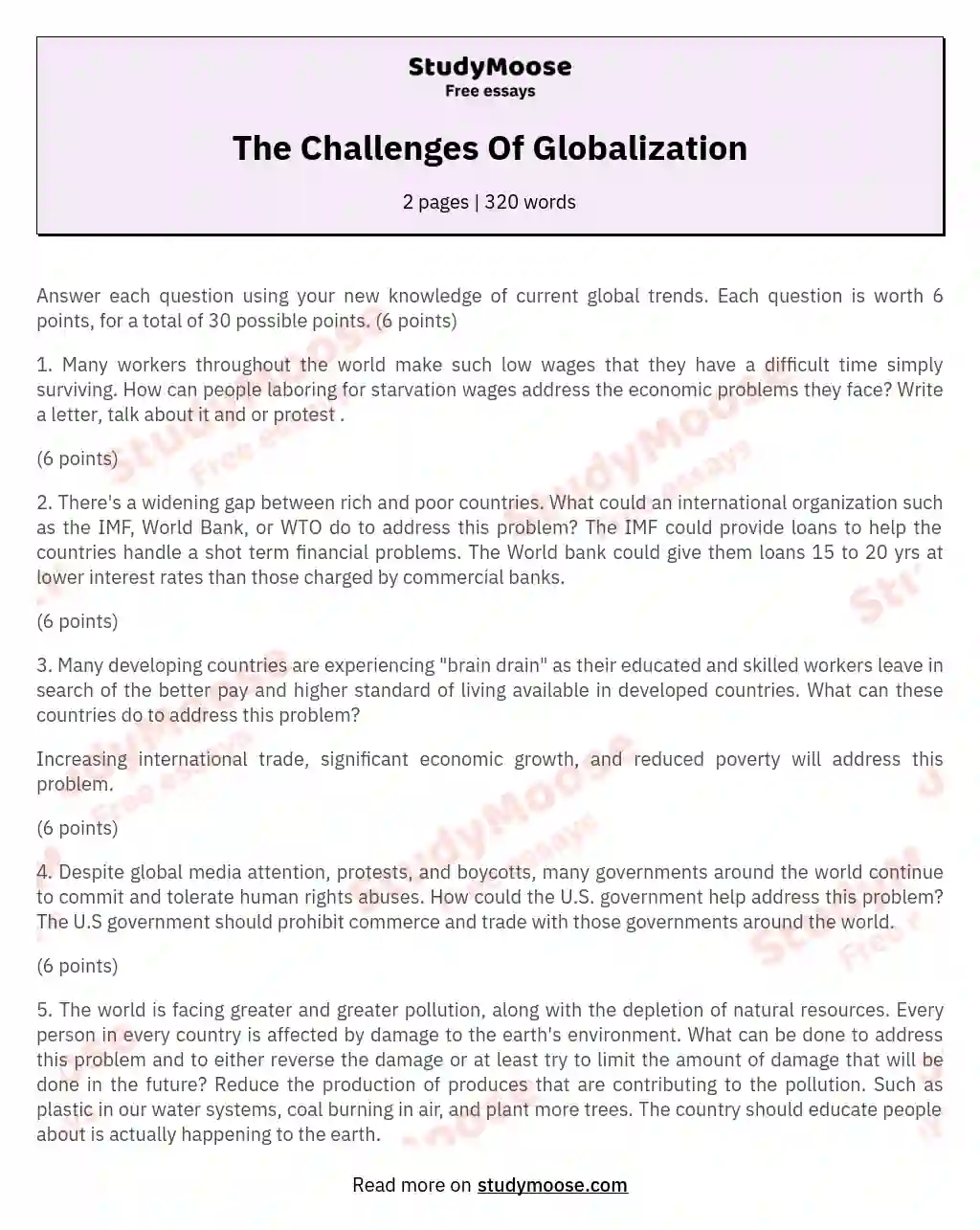 The Challenges Of Globalization