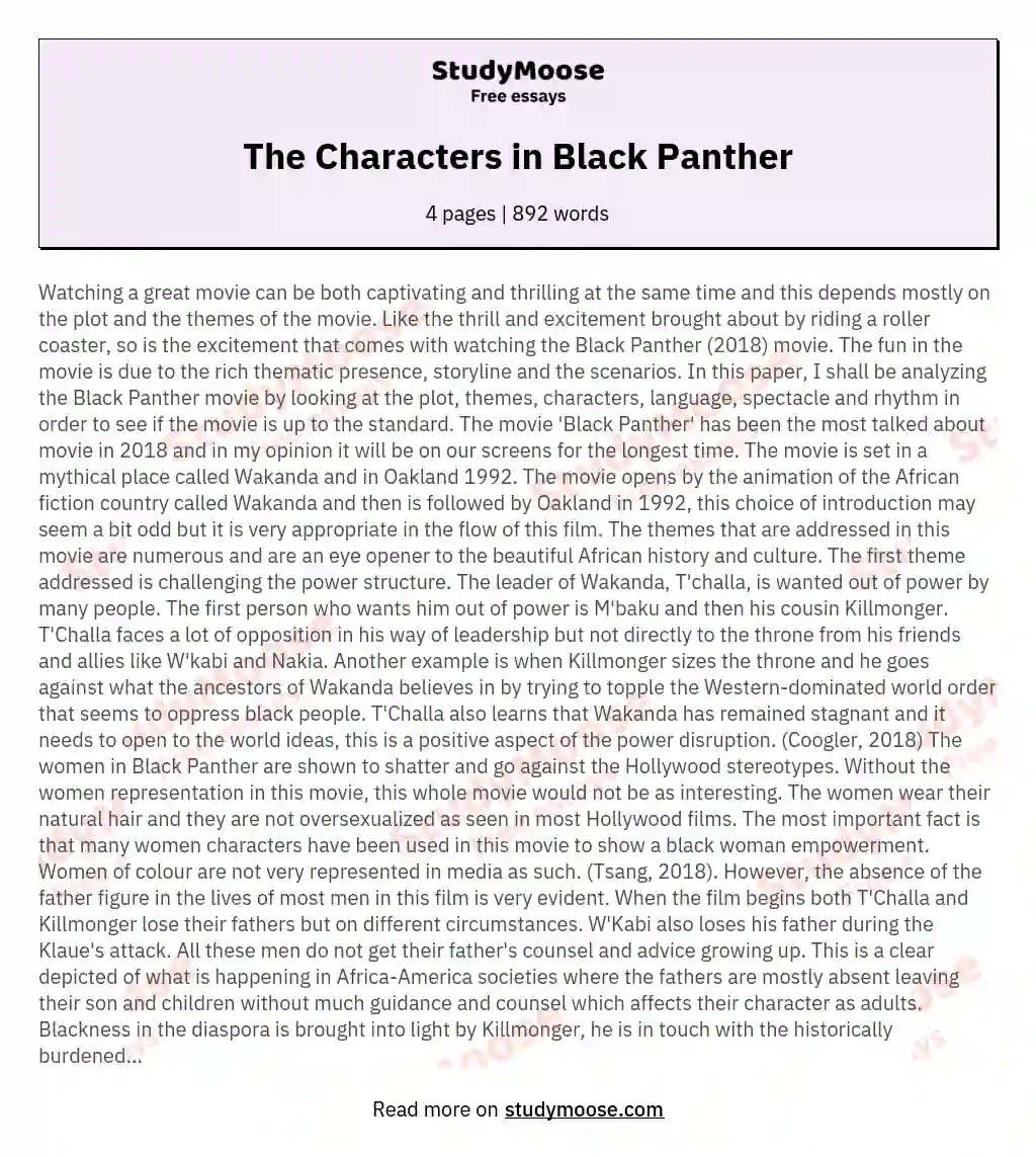 The Characters in Black Panther