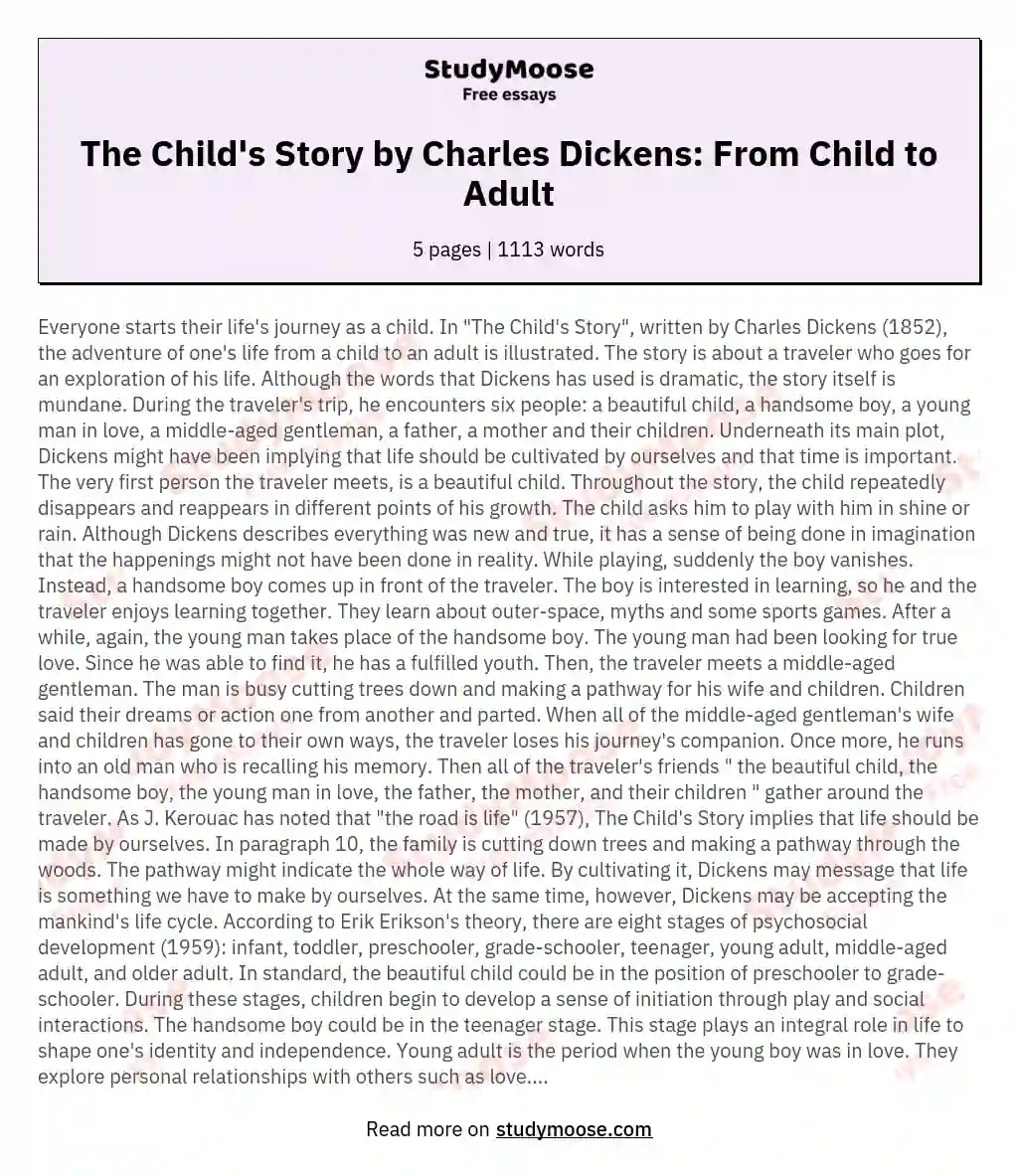 The Child's Story by Charles Dickens: From Child to Adult
