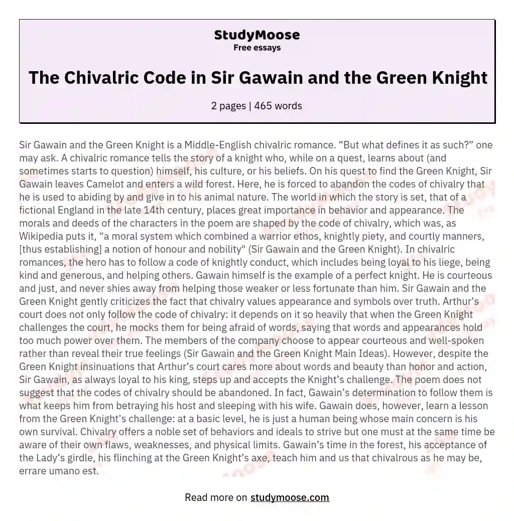 The Chivalric Code in Sir Gawain and the Green Knight