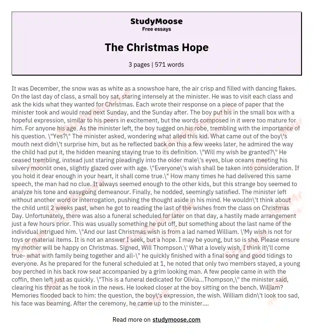 The Christmas Hope essay