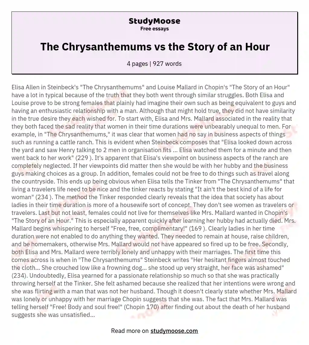 the chrysanthemums essay