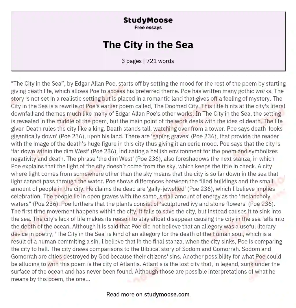 The City in the Sea essay
