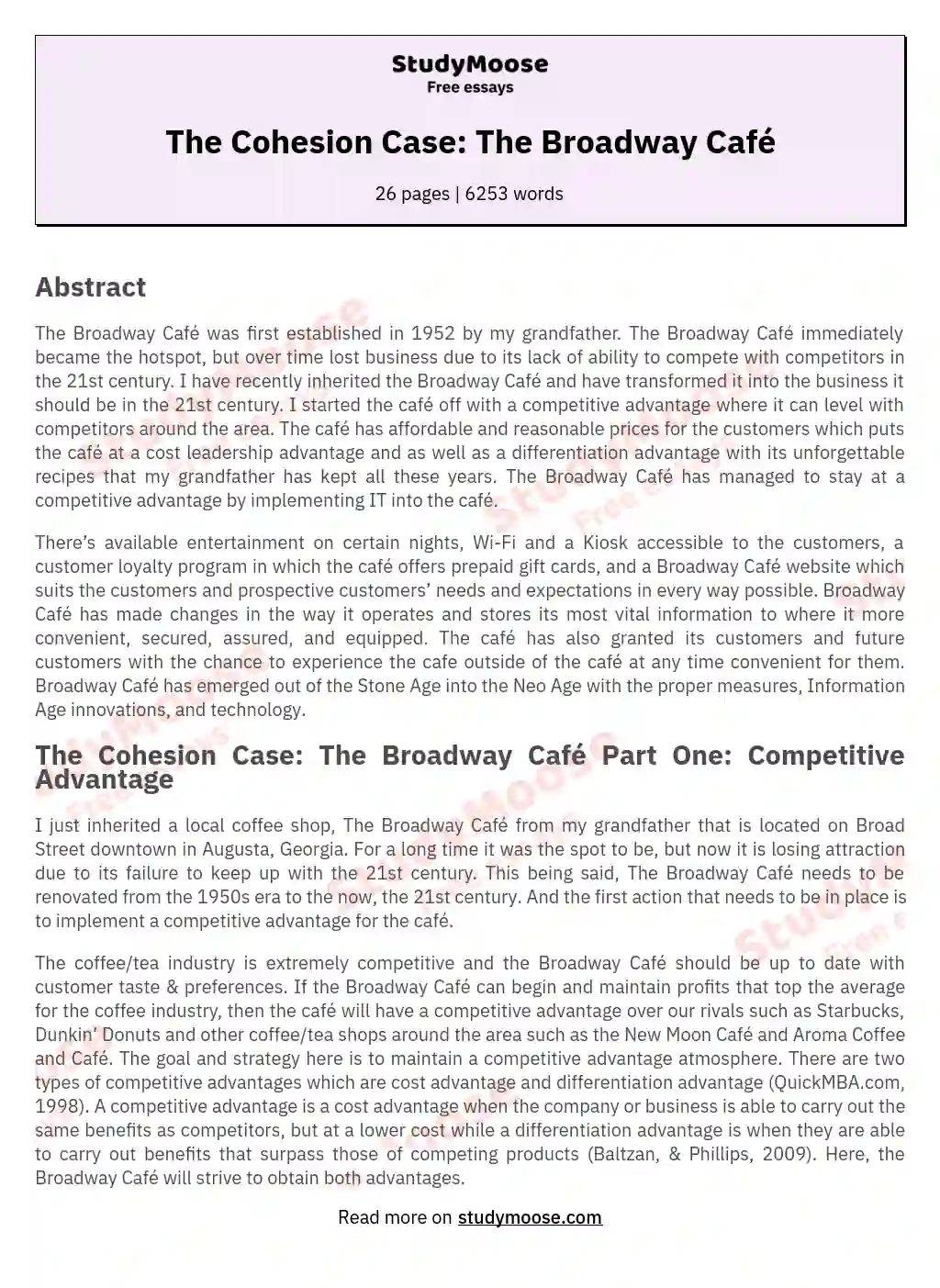 The Cohesion Case: The Broadway Café