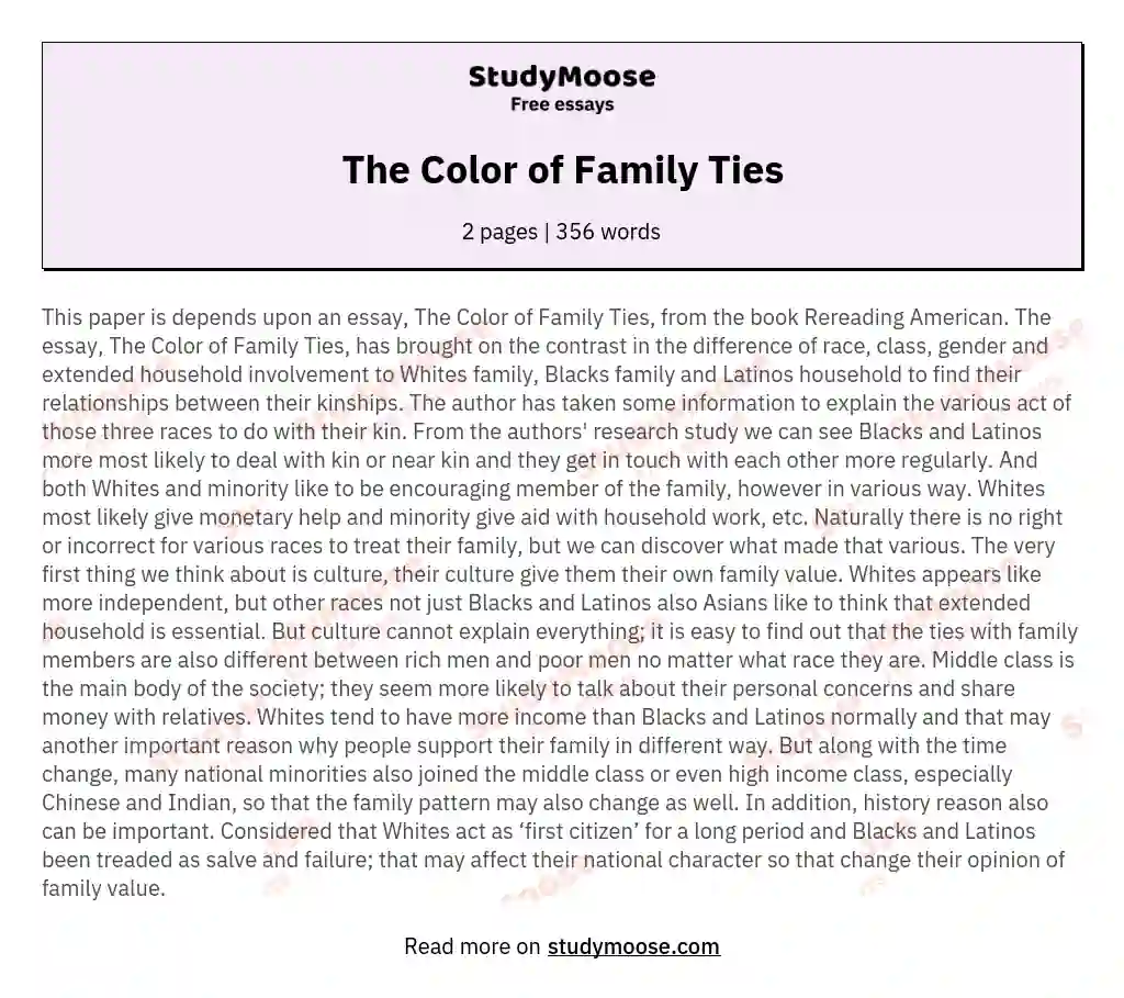The Color of Family Ties essay