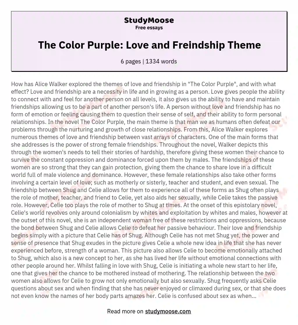 the color purple main message
