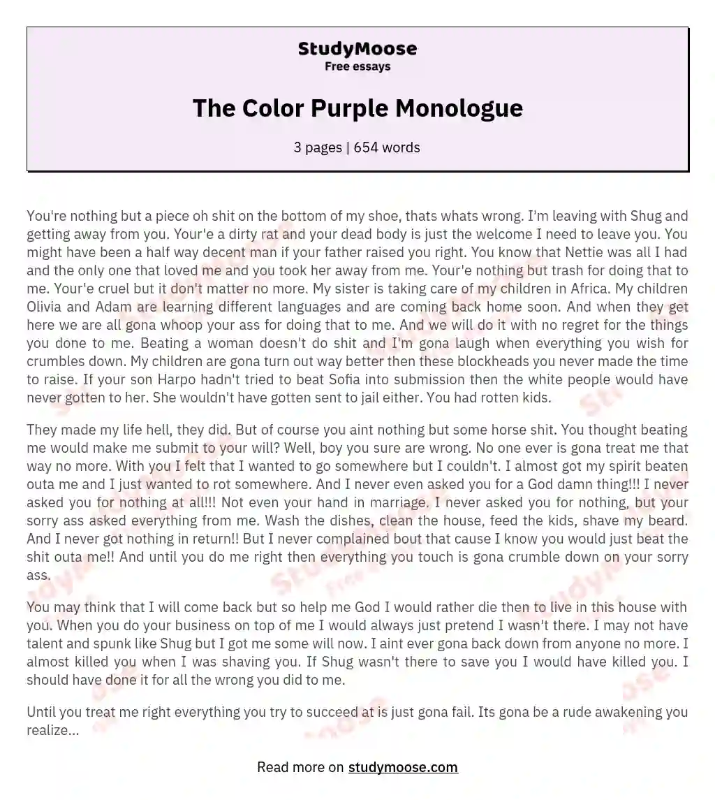 The Color Purple Monologue