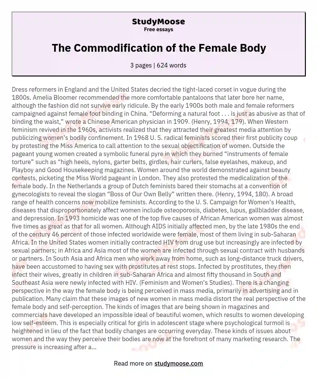 The Commodification of the Female Body essay