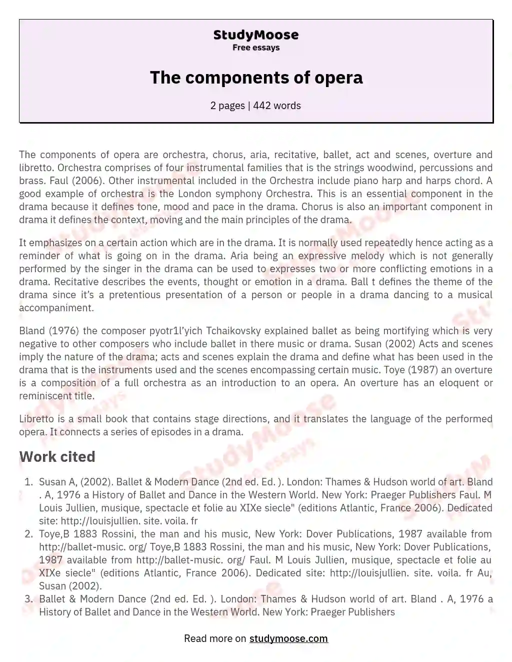 The components of opera essay