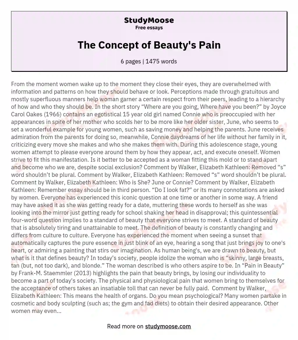 The Concept of Beauty's Pain essay