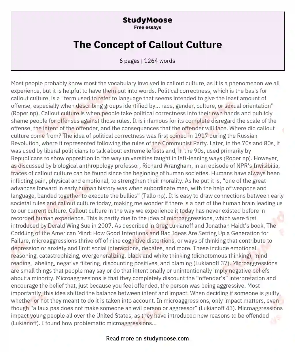 The Concept of Callout Culture